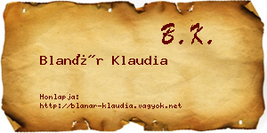 Blanár Klaudia névjegykártya
